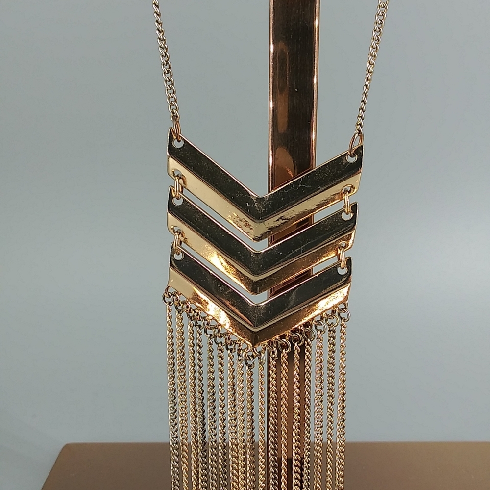 Gold chevron fringe 17" long
